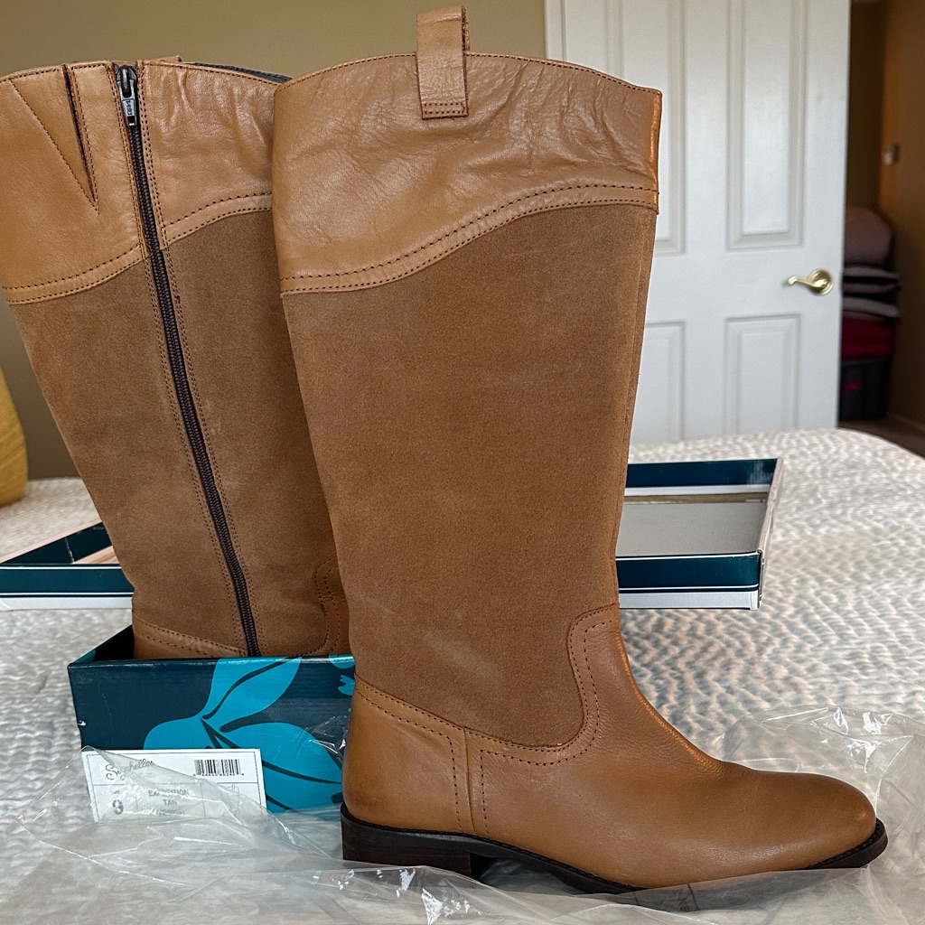 Seychelles Tan Leather And Suede Knee High Boots